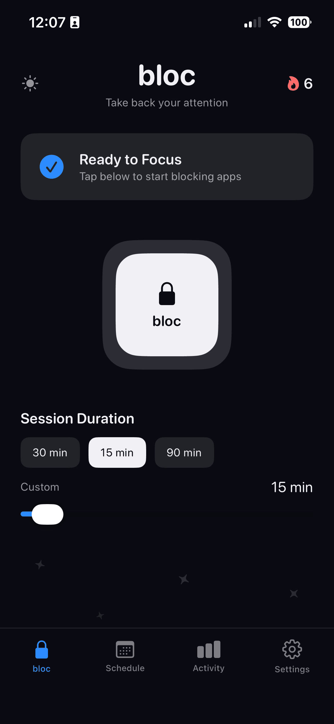 bloc app Focus Mode